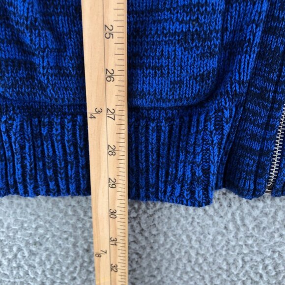 D & Co Sweater Womens XXS Blue Marled Cardigan Full Zip Hooded Pockets Lounge - Picture 9 of 10